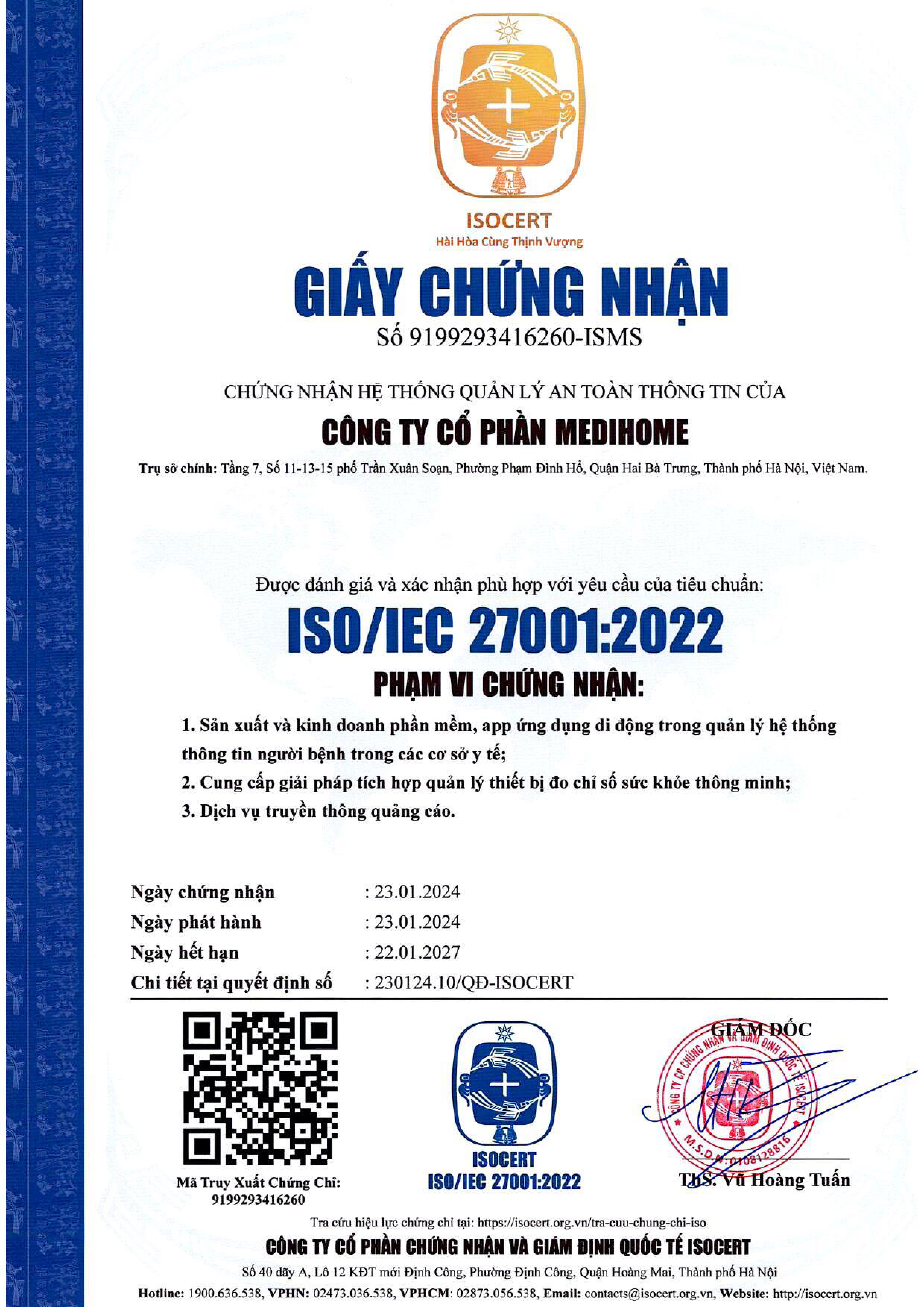 Chứng chỉ ISO 27001:2015